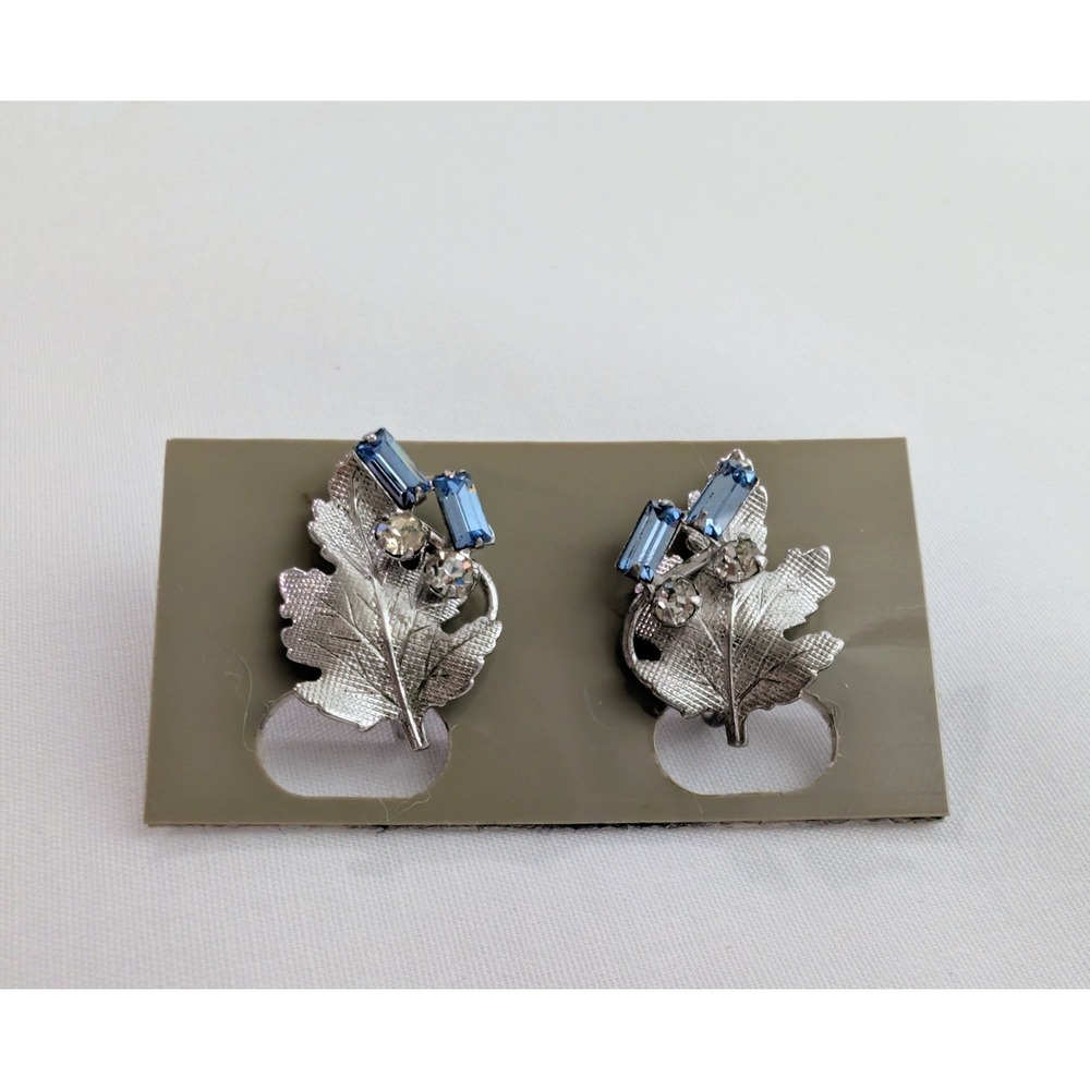Vintage Signed Carl Art Sterling Silver Screwback Earrings Leaf Design LT72